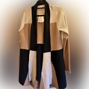 Philosophy Colorblock Cardigan - Black, Cream, Tan